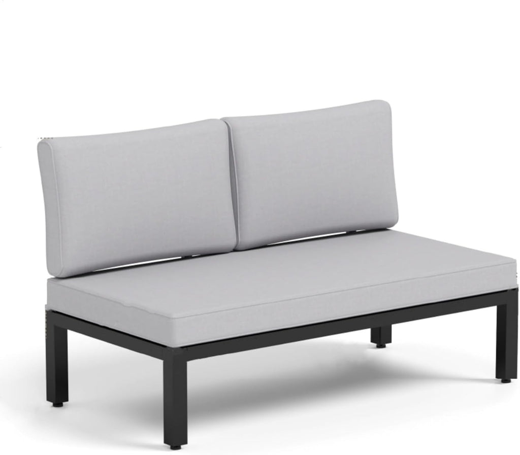 MFSTUDIO 6 Pieces Patio Furniture Set, Metal Outdoor Sectional Sofa Modular Outdoor Couch, Modern Patio Conversation Set with Coffee Table for Backyard, Garden