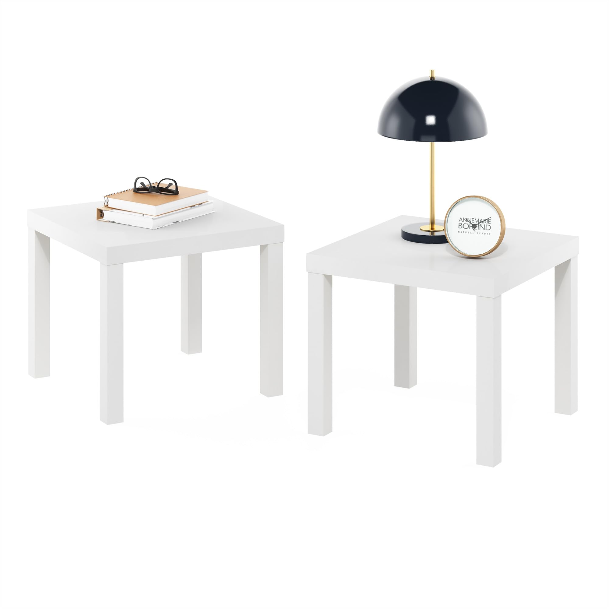 Furinno Classic Homey Square Parsons Side End Table, Set of 2, Black