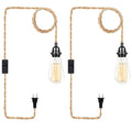 Plug in Pendant Light, Industrial Hanging Light with Plug in Cord Hemp Rope On/Off Switch Farmhouse Pendant Lamp with Plug in Cord, Vintage Hanging Lamps for Dining Room