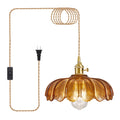 Plug in Pendant Light, Hanging Lights with Plug in Cord, Hanging Light Fixture with Green Glass, E26 Pendant Lighting for Kitchen Island, Bedroom, Dining Room, Living Room