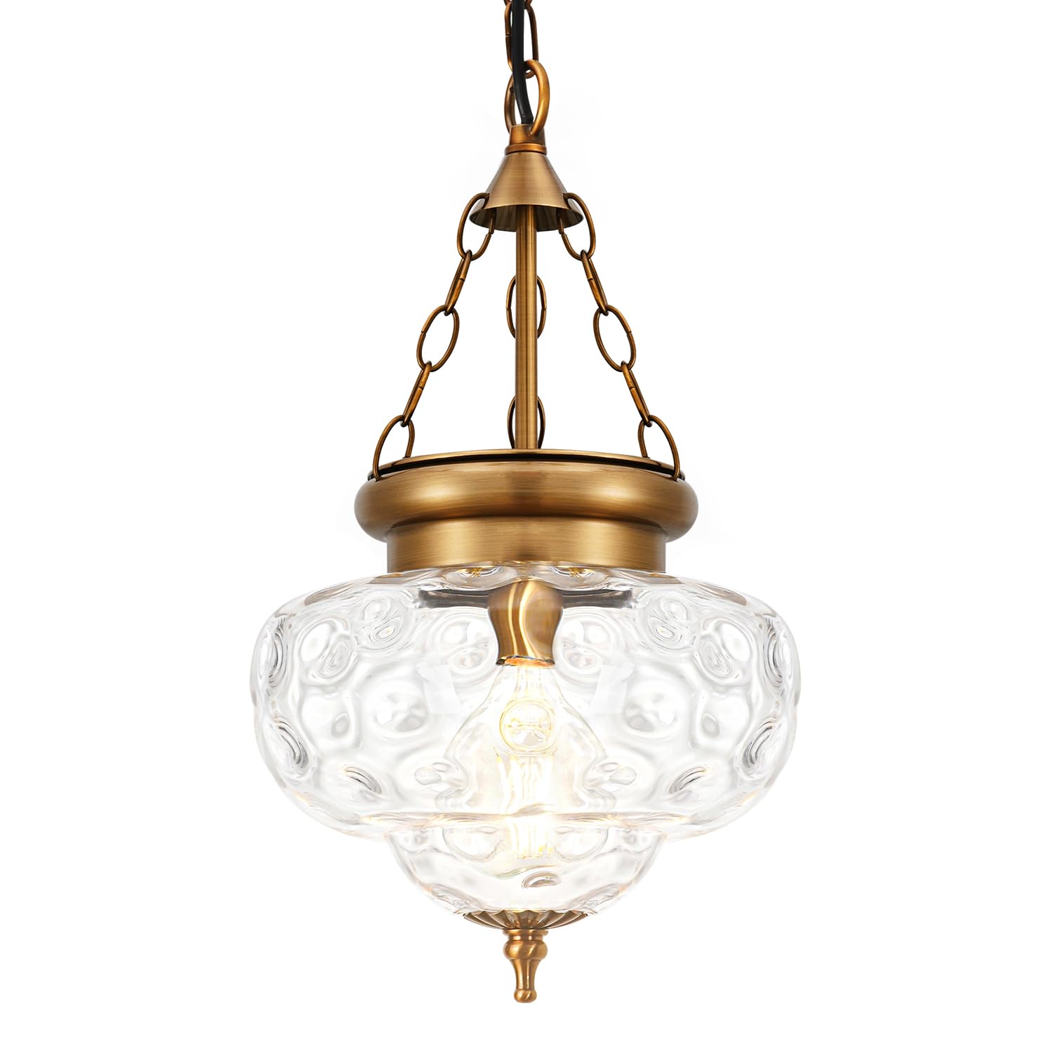 Vintage Pendant Light - Bronze Gold Pendant Lights Kitchen Island with Floral Glass, Brass Penant Lighting Fixtures with Adjustable Hanging Chain for Kitchen, Dining Room, Entryway