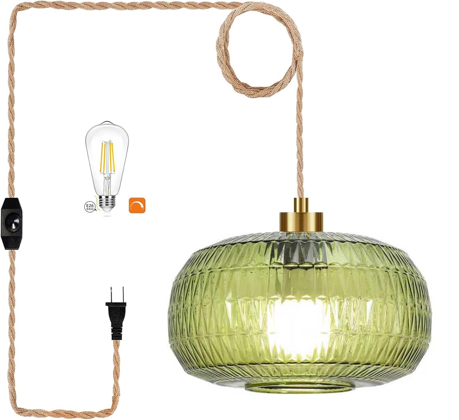 Pink Plug in Pendant Light Glass Hanging Lights with Plug in Cord Boho Hanging Lamp Gold Mid Century Modern Vintage Dimmable Flower Plug in Chandelier Ceiling Fixture for Living Room,Bedroom
