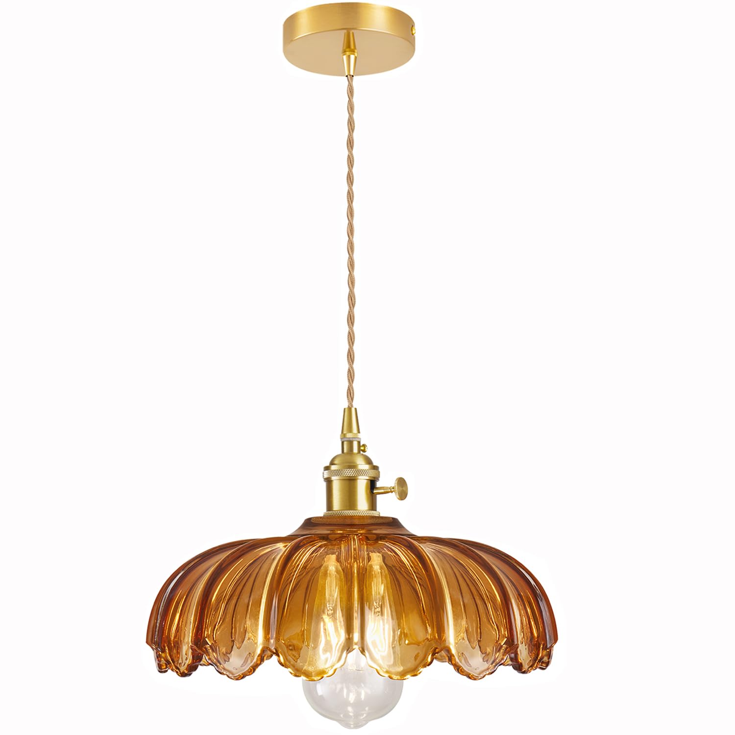 Plug in Pendant Light, Hanging Lights with Plug in Cord, Hanging Light Fixture with Green Glass, E26 Pendant Lighting for Kitchen Island, Bedroom, Dining Room, Living Room