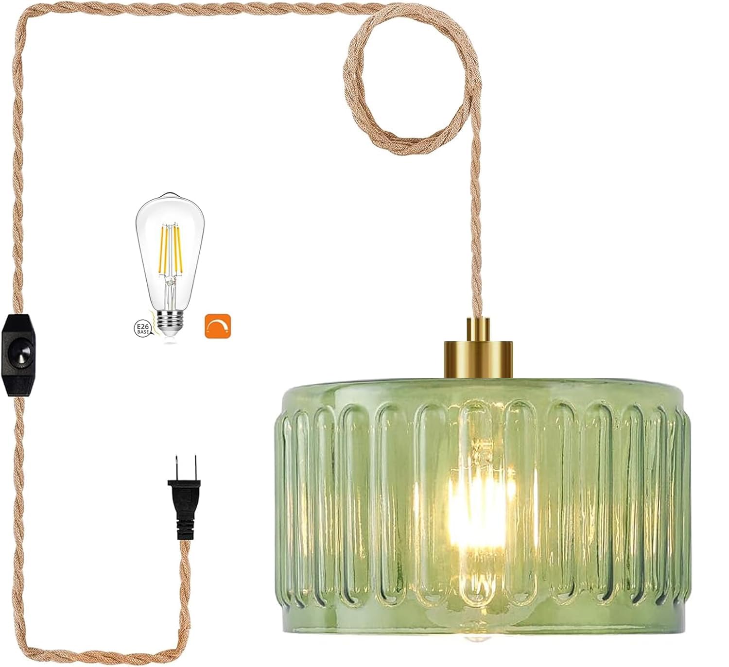 Pink Plug in Pendant Light Glass Hanging Lights with Plug in Cord Boho Hanging Lamp Gold Mid Century Modern Vintage Dimmable Flower Plug in Chandelier Ceiling Fixture for Living Room,Bedroom