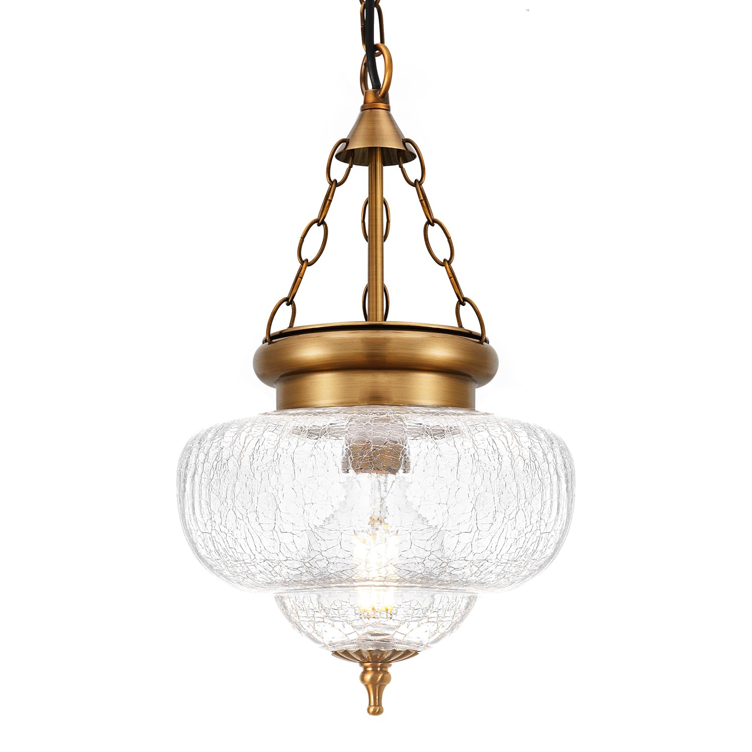 Vintage Pendant Light - Bronze Gold Pendant Lights Kitchen Island with Floral Glass, Brass Penant Lighting Fixtures with Adjustable Hanging Chain for Kitchen, Dining Room, Entryway