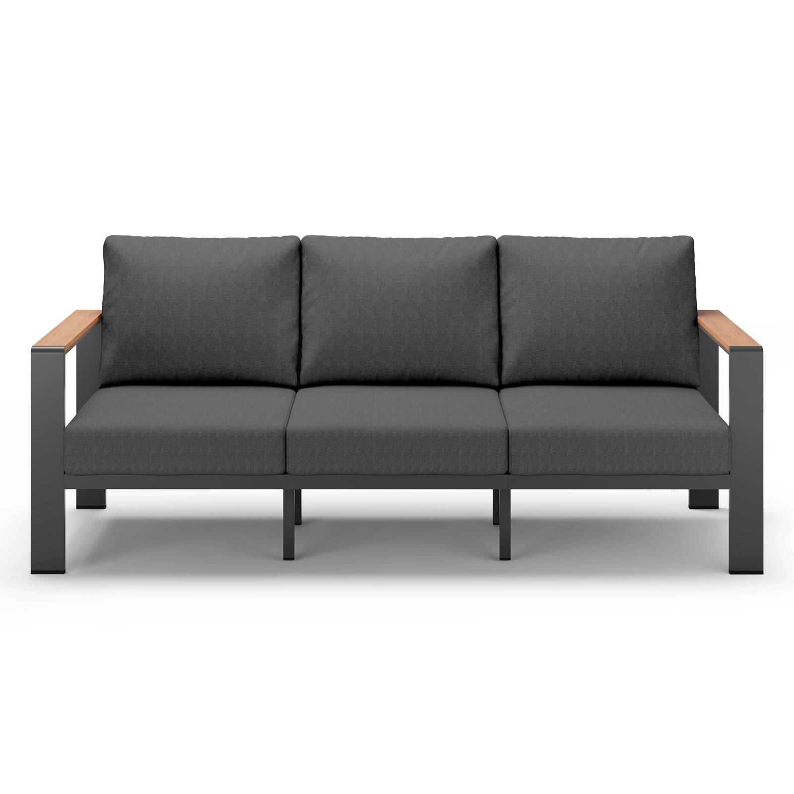 Aluminum Outdoor Patio Furniture Set 6 Seats, Outdoor Sectional Corner Sofa with Thick Waterproof Cushions & Coffee Table, Patio Conversation Sets for Backyard, Porch, Balcony, Deck, Gray