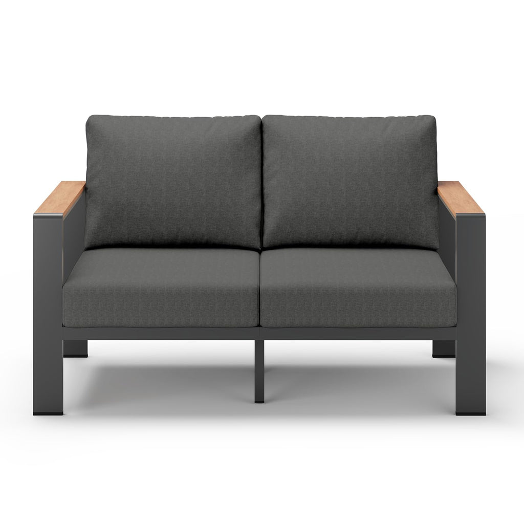 Aluminum Outdoor Patio Furniture Set 6 Seats, Outdoor Sectional Corner Sofa with Thick Waterproof Cushions & Coffee Table, Patio Conversation Sets for Backyard, Porch, Balcony, Deck, Gray