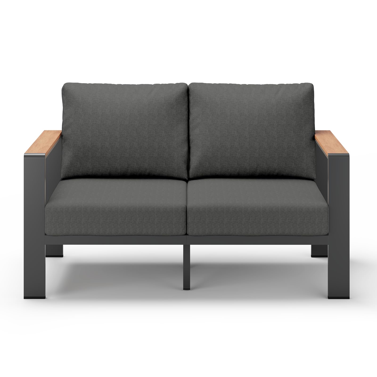 Aluminum Outdoor Patio Furniture Set 6 Seats, Outdoor Sectional Corner Sofa with Thick Waterproof Cushions & Coffee Table, Patio Conversation Sets for Backyard, Porch, Balcony, Deck, Gray