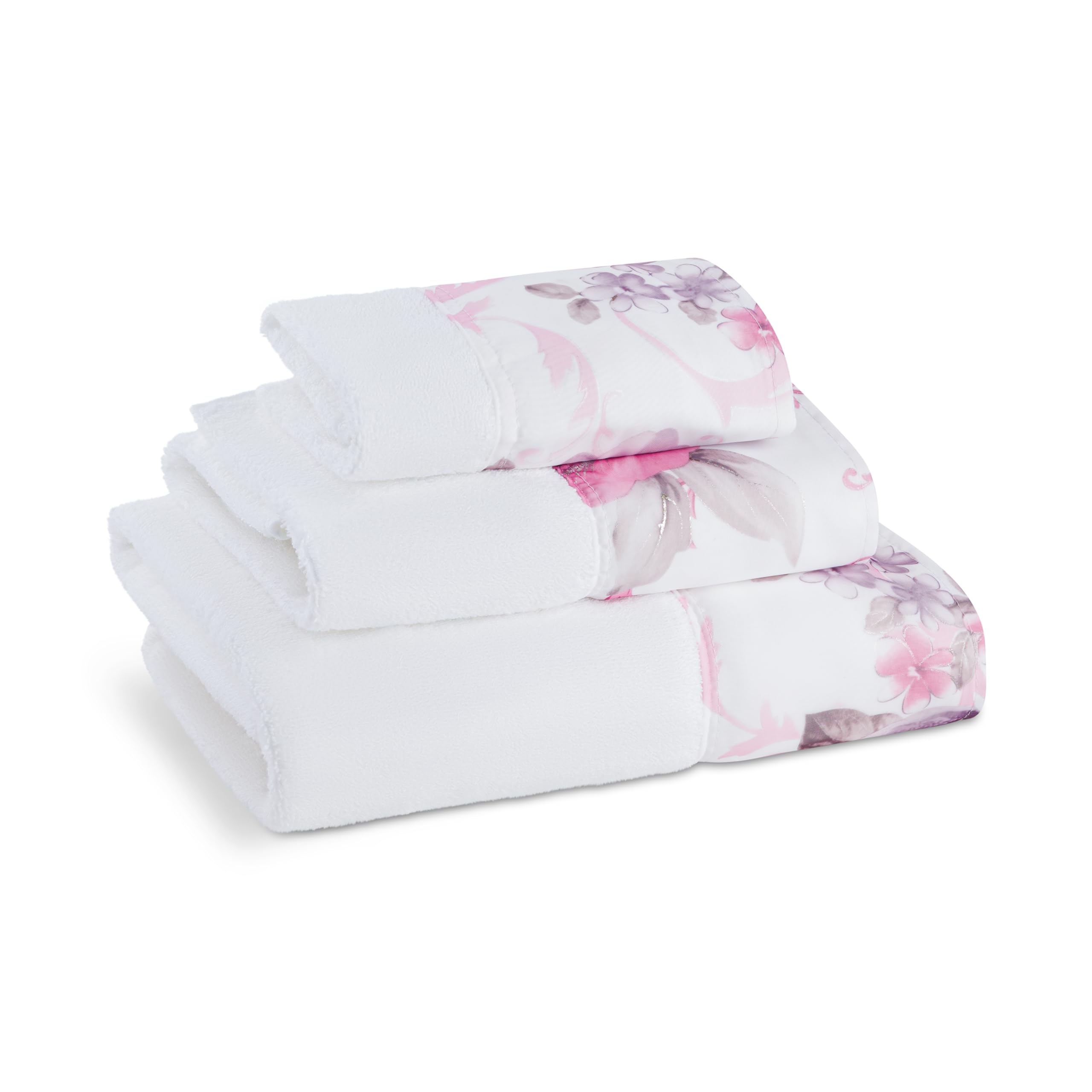 Zahari Home Rose Vine Bathroom Towel Set - 3 Piece Towel Set in Beige - Modern Decor, Unique Design