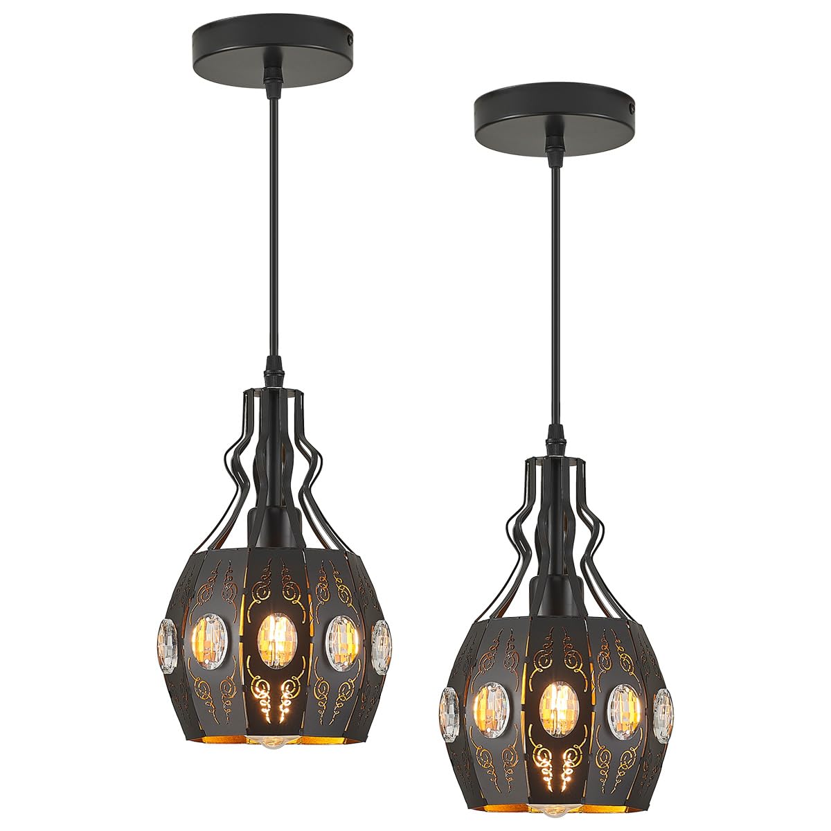YLONG-ZS Hanging Lamp Swag Lights Plug in Pendant Light,Hanging Lights with Plug in Cord Small Black Vintage Rustic Dimmable Hanging Ceiling Lamp for Corner Restaurant Living Room Bedroom