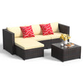 Aiho 5 Pieces Patio Furniture Set All-Weather Outdoor Wicker Sectional Patio Furniture with Cushion and Glass Table (Grey)
