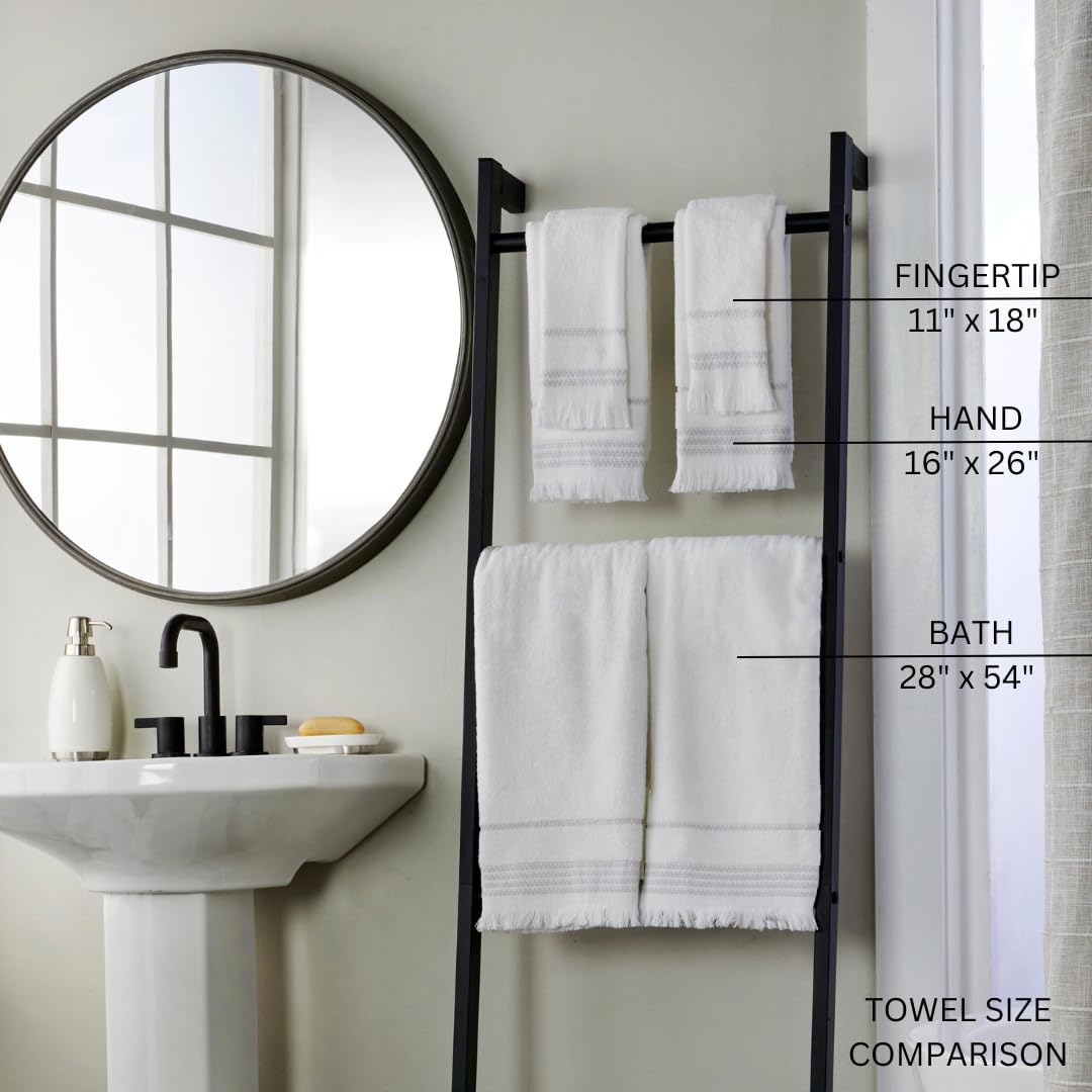 SKL Home Casual Fringe Bath Towel Set, 2-Pack, White