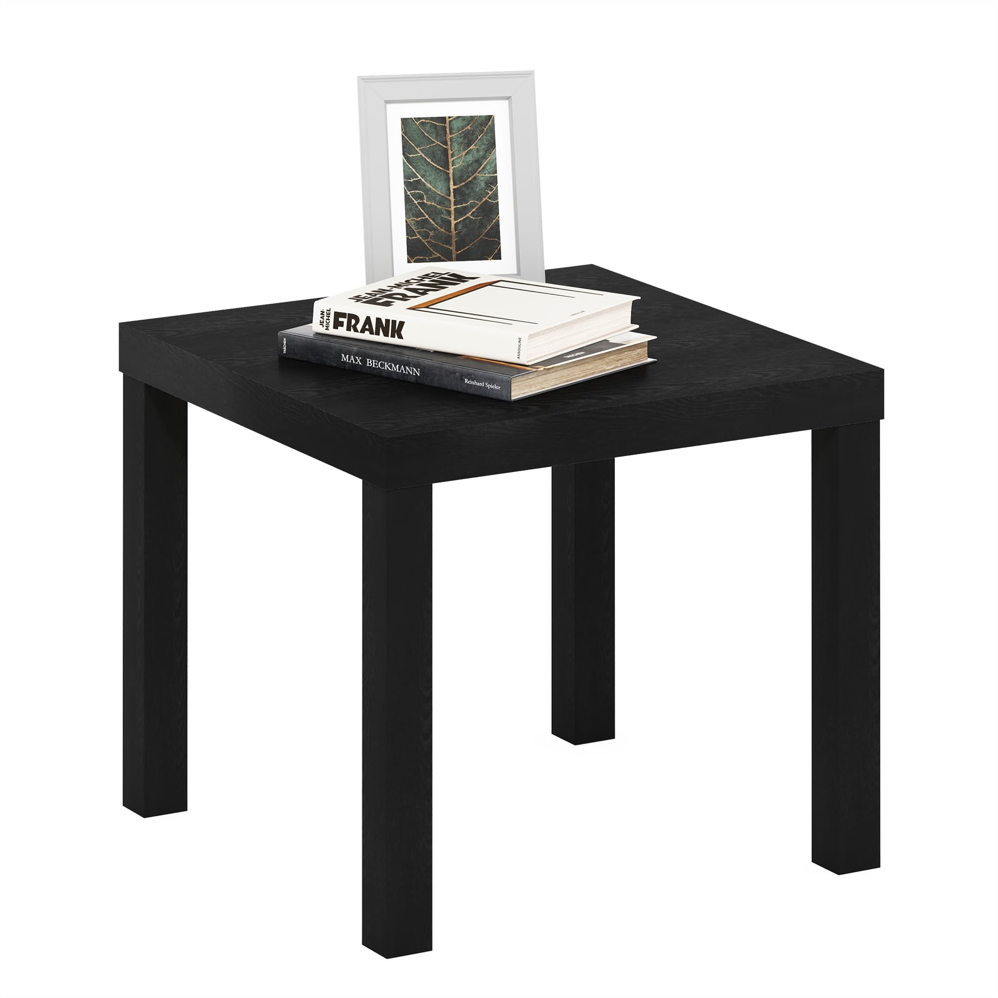 Furinno Classic Homey Square Parsons Side End Table, Set of 2, Black