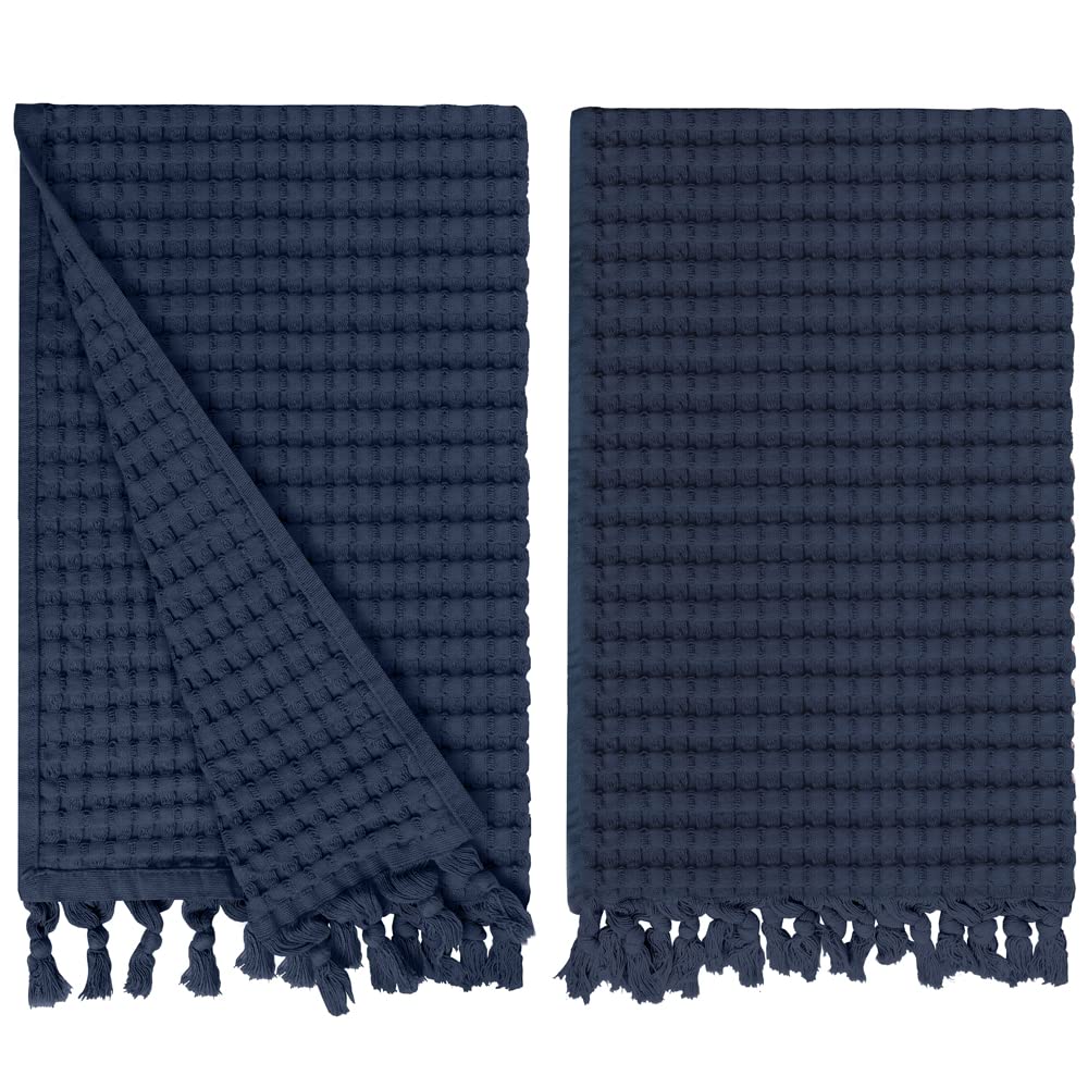 GILDEN TREE Decorative Waffle Hand Towels for Bathroom, 20x35 Large, Quick Drying Fingertip Towel, 2 Pack, Modern Style (Stone)