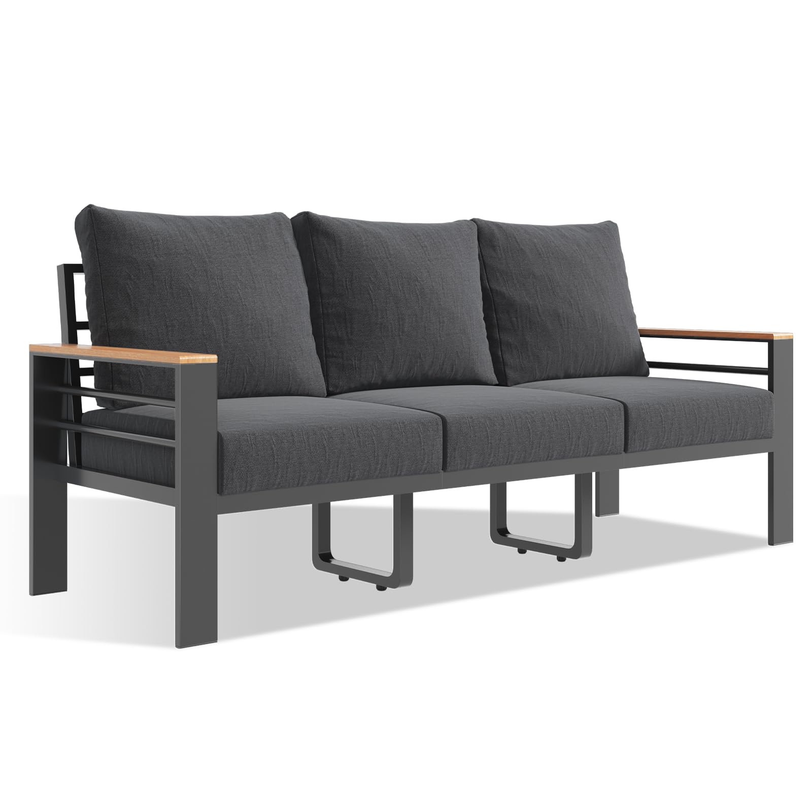 Aoxun Aluminum Patio Furniture Set 7 Seats, Oversized Outdoor Sectional with Washable Thick Cushions, Coffee Table and Waterproof Cover, Patio Conversation Sets for Porch, Balcony, Deck