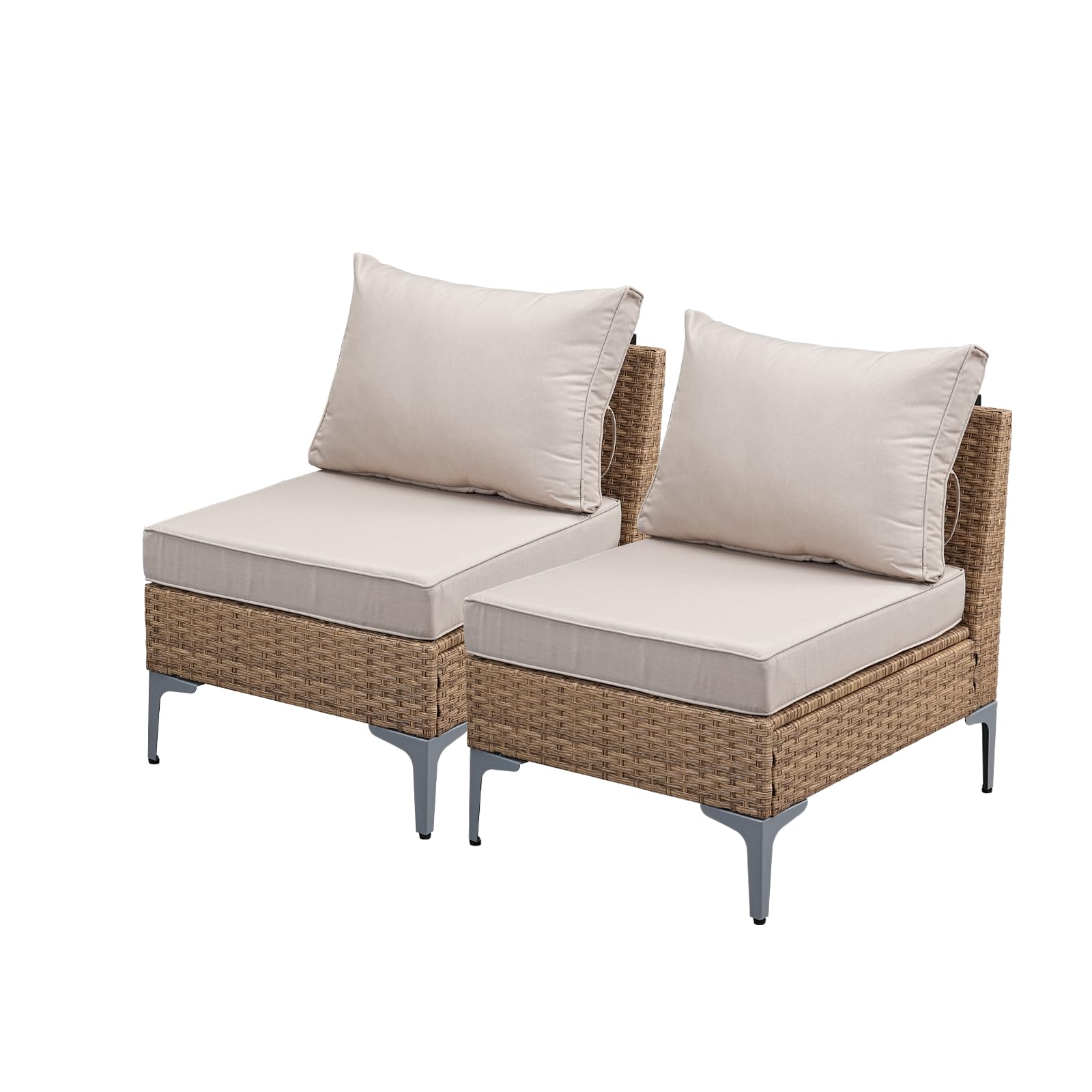5-Piece Patio Furniture Set, Outdoor Wicker Sectional Sofa with Coffee Table, Anti-Slip & Thick All-Weather Cushions for Party, Garden, Backyard, Beige