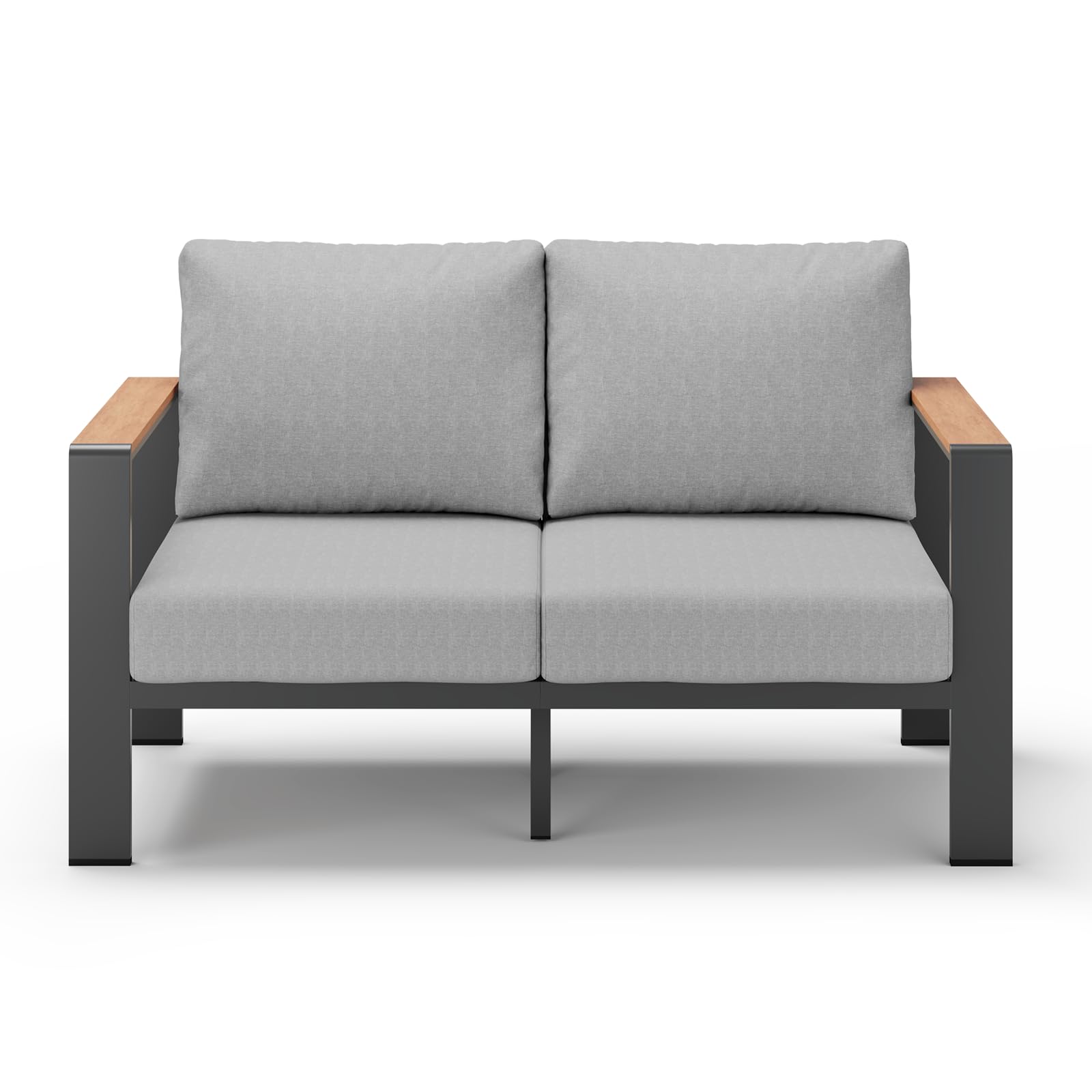Aluminum Outdoor Patio Furniture Set 6 Seats, Outdoor Sectional Corner Sofa with Thick Waterproof Cushions & Coffee Table, Patio Conversation Sets for Backyard, Porch, Balcony, Deck, Gray