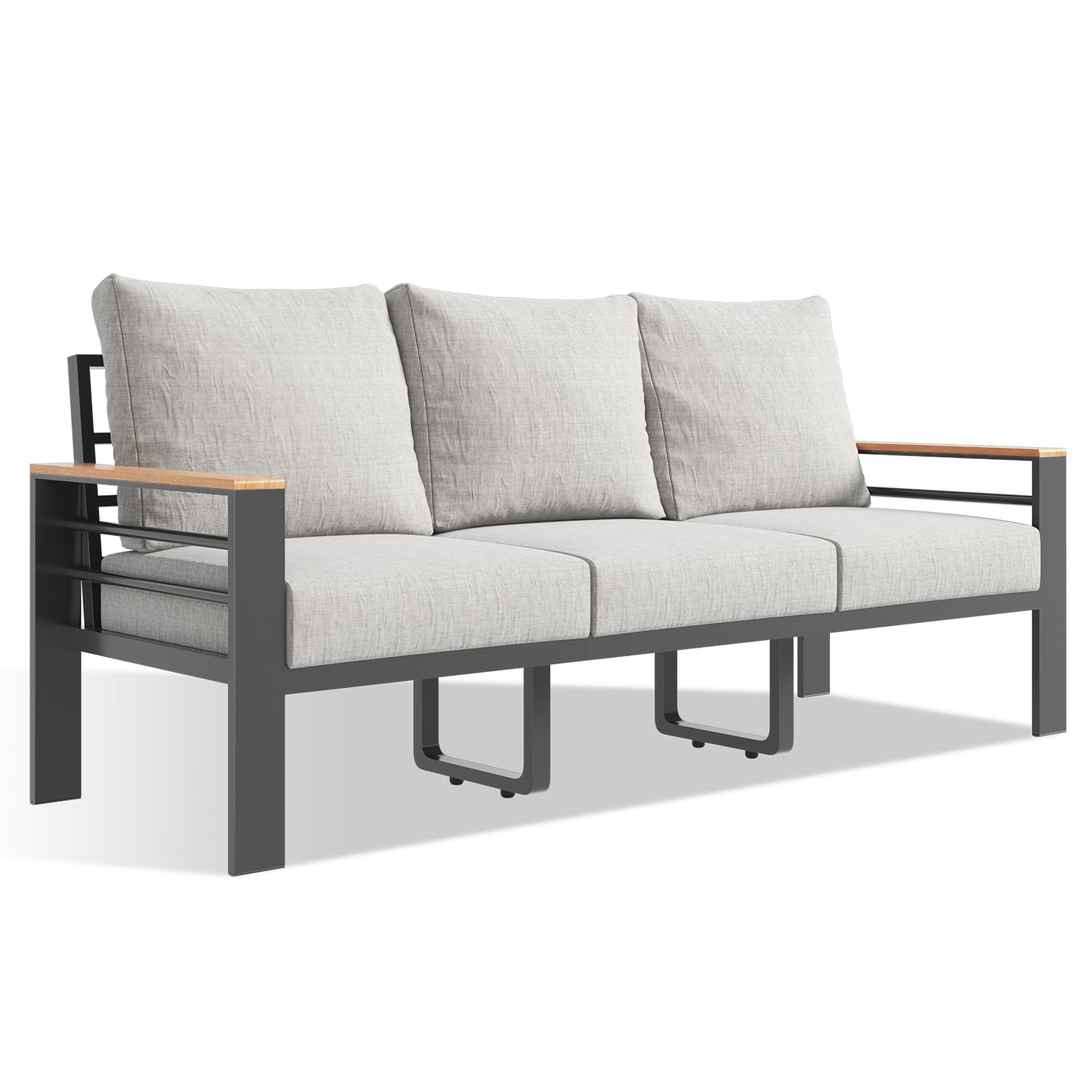 Aoxun Aluminum Patio Furniture Set 7 Seats, Oversized Outdoor Sectional with Washable Thick Cushions, Coffee Table and Waterproof Cover, Patio Conversation Sets for Porch, Balcony, Deck