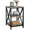 End Tables Living Room Set of 2, 16" D x 16" W x 24" H, Indoor End Tables Living Room with Storage Shelf, Square End Table Set of 2, X-Shaped Night Stands for Bedroom, Farmhouse Wood Side Tables
