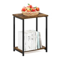 Furinno SIMPLISTIC Side Table Set of 2, 2-Tier Square Modern End Table, Nightstand, Night Stand, Bedside Table, Toolless Assembly, for Living Room, Bedroom, Espresso