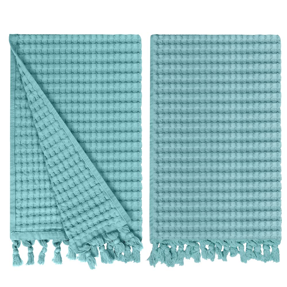 GILDEN TREE Decorative Waffle Hand Towels for Bathroom, 20x35 Large, Quick Drying Fingertip Towel, 2 Pack, Modern Style (Stone)