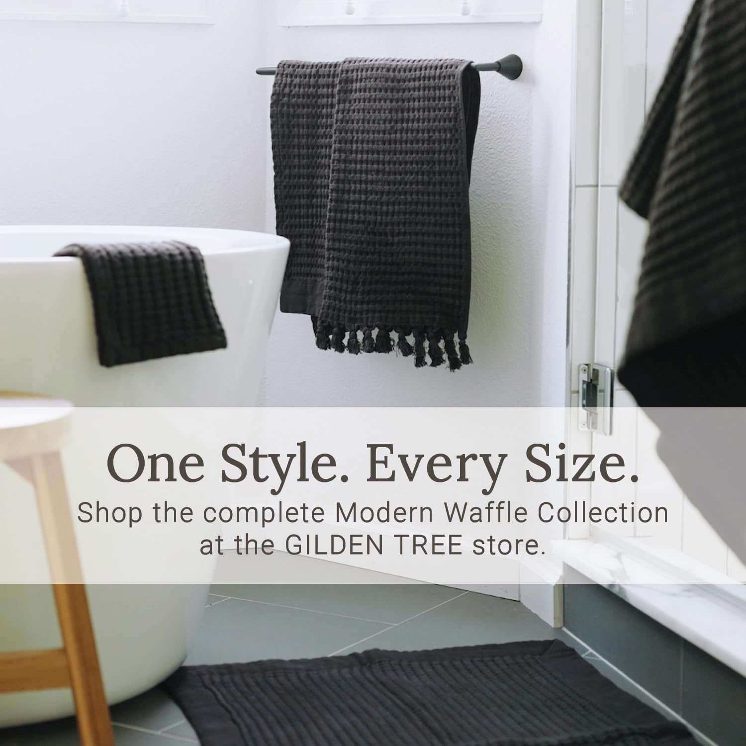 GILDEN TREE Decorative Waffle Hand Towels for Bathroom, 20x35 Large, Quick Drying Fingertip Towel, 2 Pack, Modern Style (Stone)
