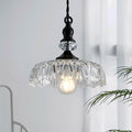 CVKASH Vintage Glass Pendant Light Fixture Brass Modern Adjustable Chandelier Farmhouse Hanging Light for Hallway Porch Kitchen Bedroom Coffee Shop Dining Room Island