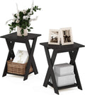FURINNO Modern Simplistic End Table Set, 2-Pack, Espresso