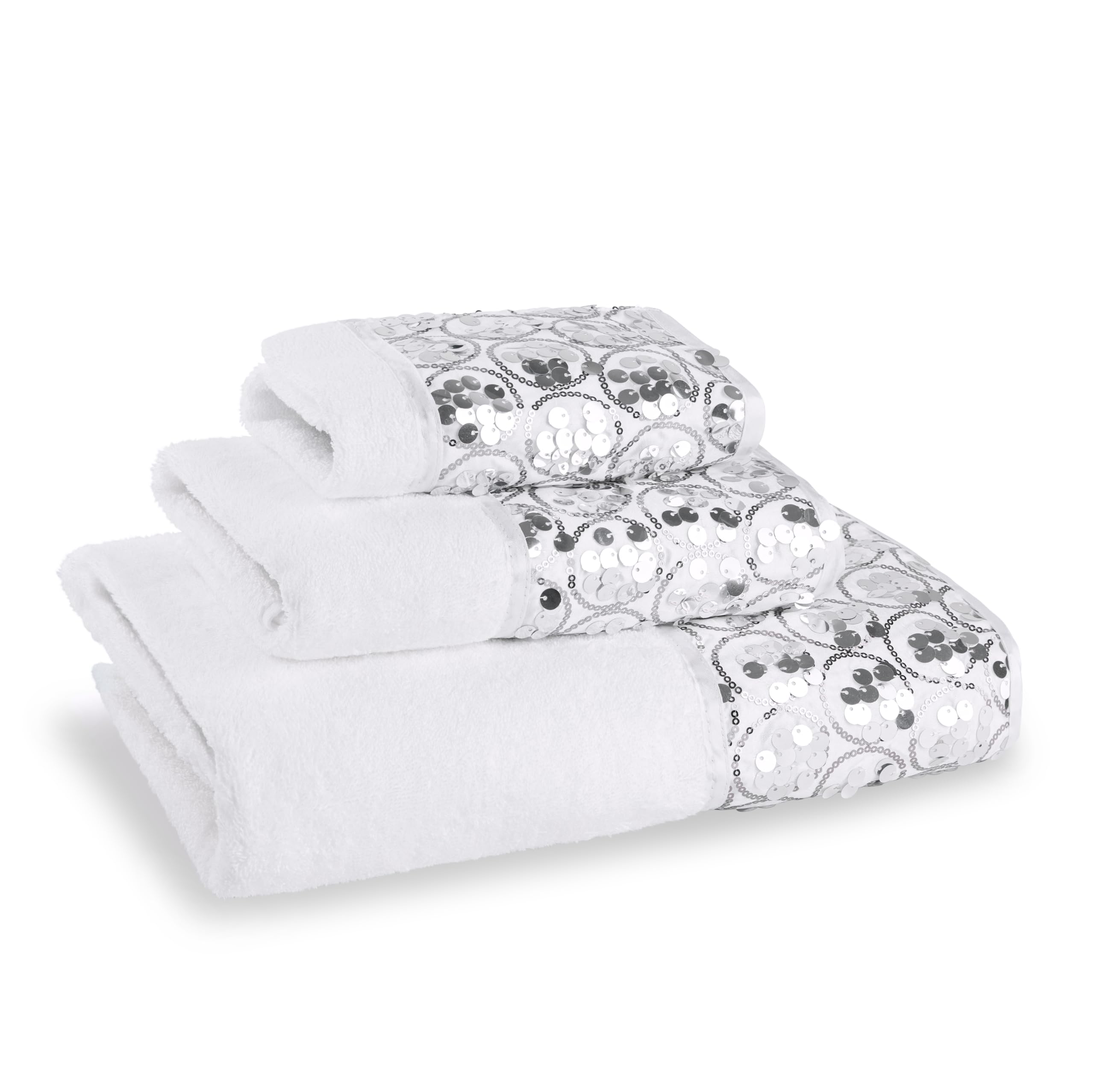 Zahari Home Rose Vine Bathroom Towel Set - 3 Piece Towel Set in Beige - Modern Decor, Unique Design