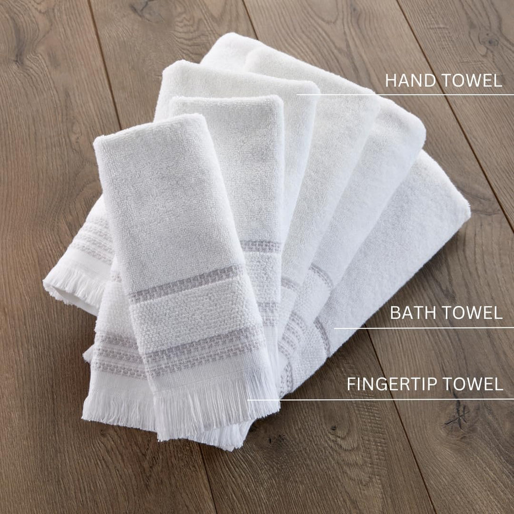 SKL Home Casual Fringe Bath Towel Set, 2-Pack, White