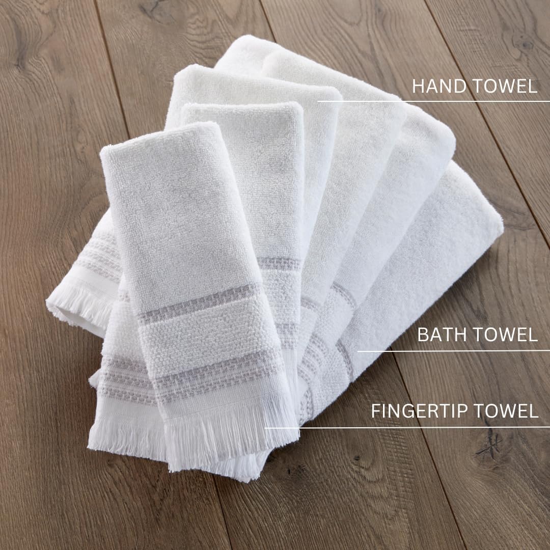 SKL Home Casual Fringe Bath Towel Set, 2-Pack, White