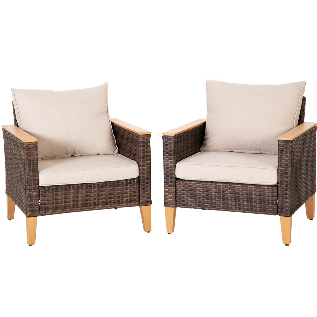 Sophia & William Half Moon Patio Furniture Set 7 Piece Outdoor Sectional Sofa Set, Wicker Patio Conversation Set with 2 Curved Sofa, 1 Armless Chairs, 2 Ottoman for Pool, Deck, Lawn (Beige)