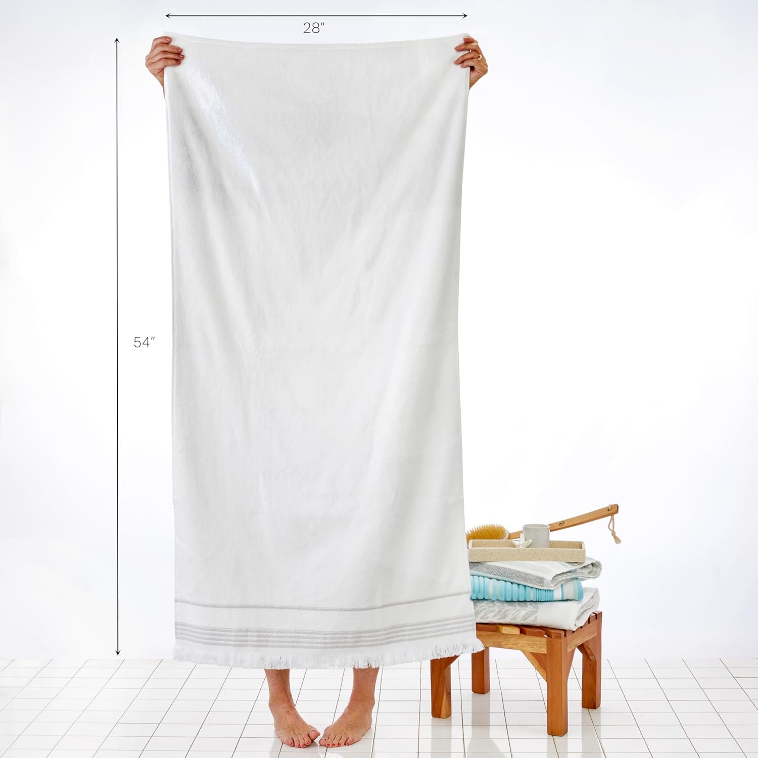 SKL Home Casual Fringe Bath Towel Set, 2-Pack, White