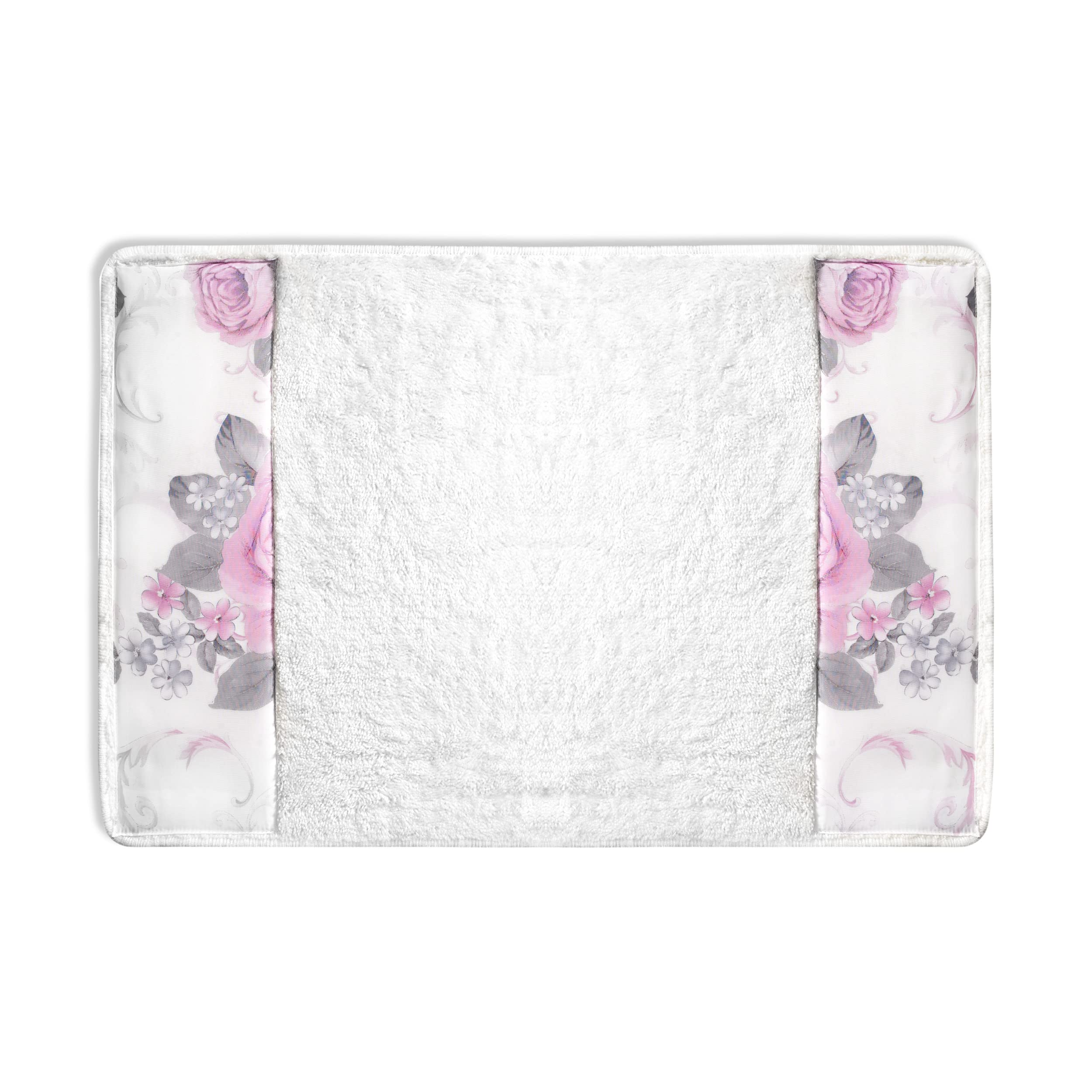 Zahari Home Rose Vine Bathroom Towel Set - 3 Piece Towel Set in Beige - Modern Decor, Unique Design