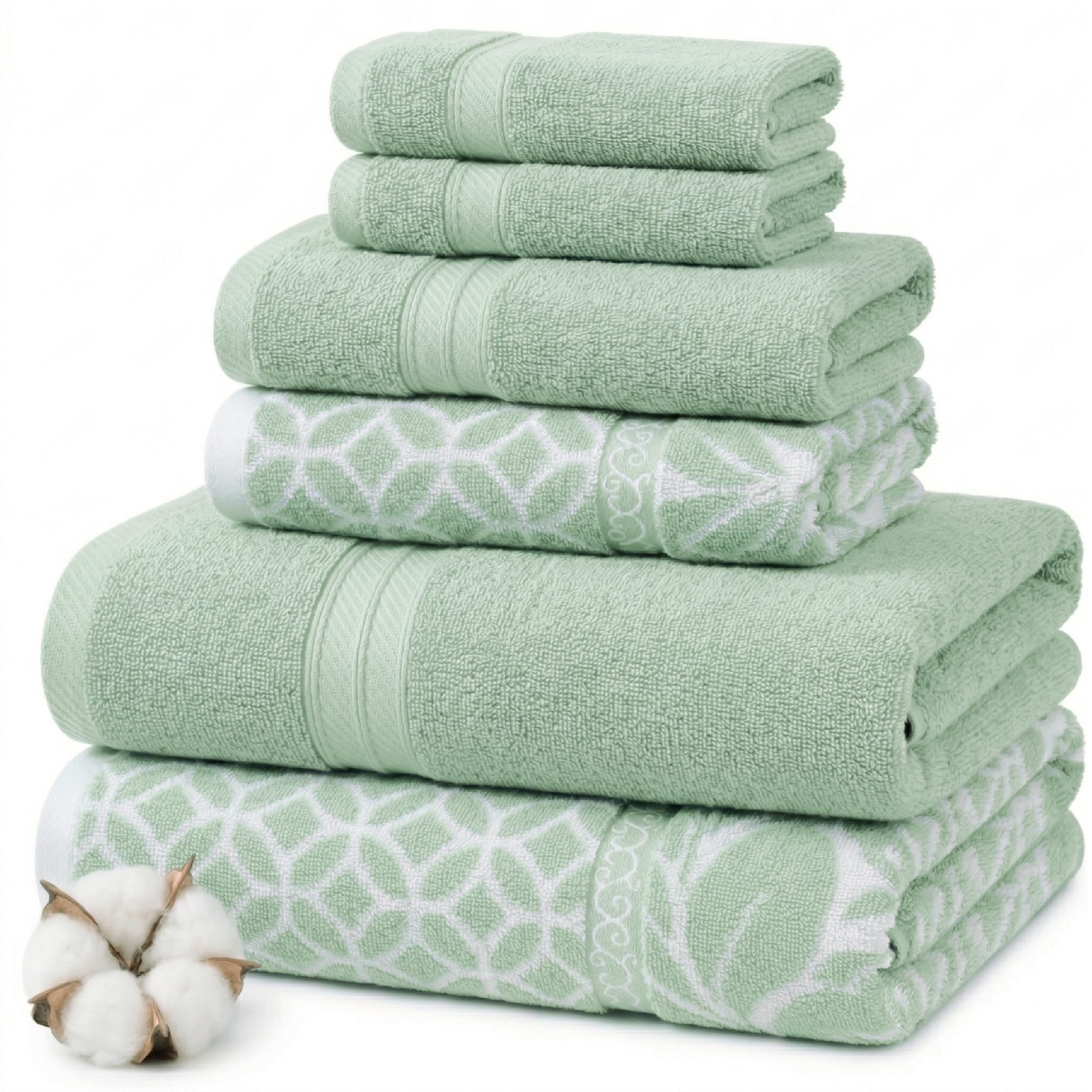 Modern Threads Floral Trail 6-Piece 100% Cotton Towel Set – Reversible Yarn Dyed Jacquard – Includes 2 Bath Towels, 2 Hand Towels, 2 Washcloths – Absorbent, Quick Dry, Soft & Durable – Taupe Brown