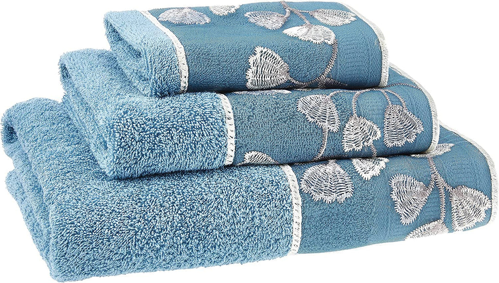 Zahari Home Rose Vine Bathroom Towel Set - 3 Piece Towel Set in Beige - Modern Decor, Unique Design