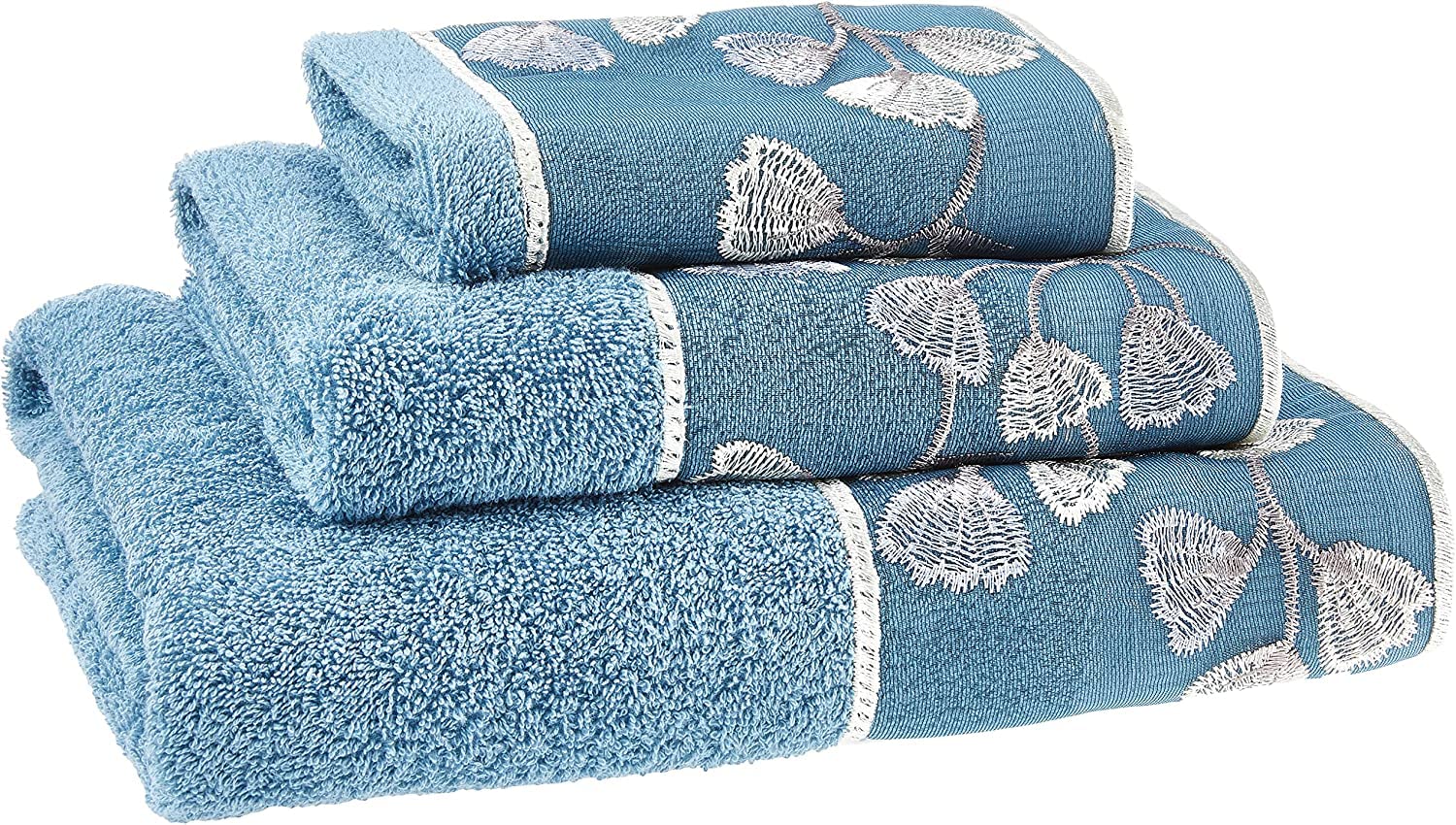 Zahari Home Rose Vine Bathroom Towel Set - 3 Piece Towel Set in Beige - Modern Decor, Unique Design