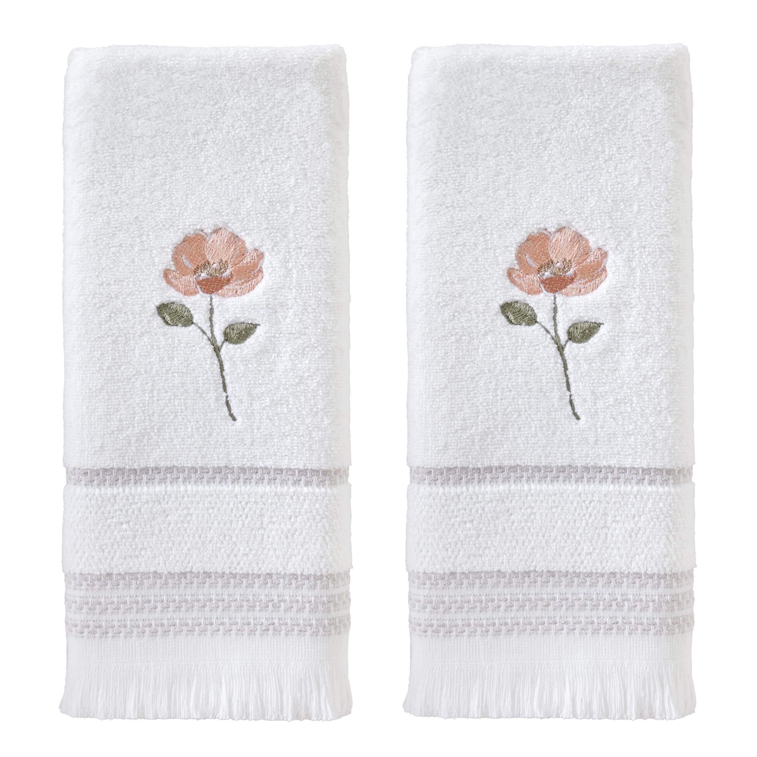 SKL Home Casual Fringe Bath Towel Set, 2-Pack, White
