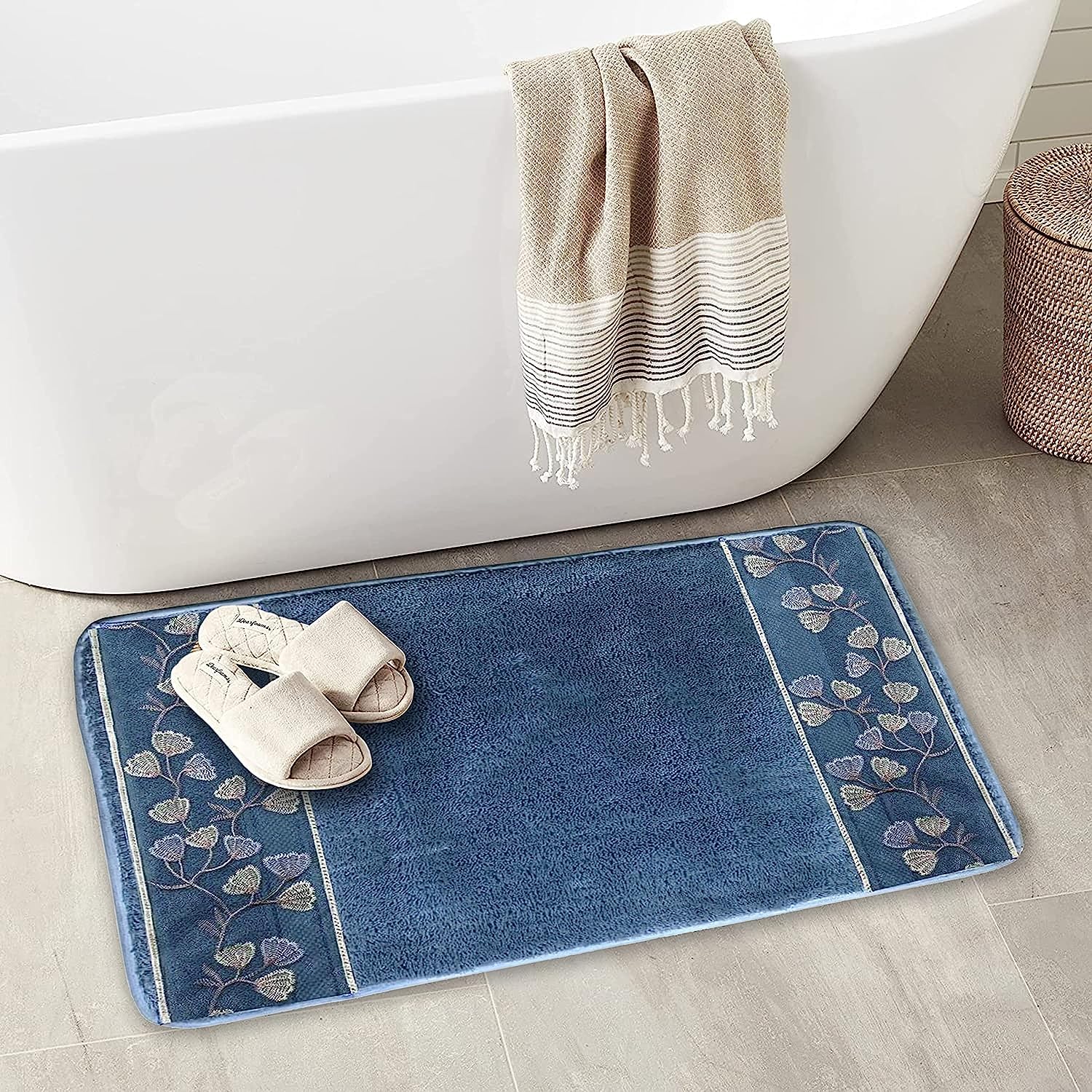 Zahari Home Rose Vine Bathroom Towel Set - 3 Piece Towel Set in Beige - Modern Decor, Unique Design