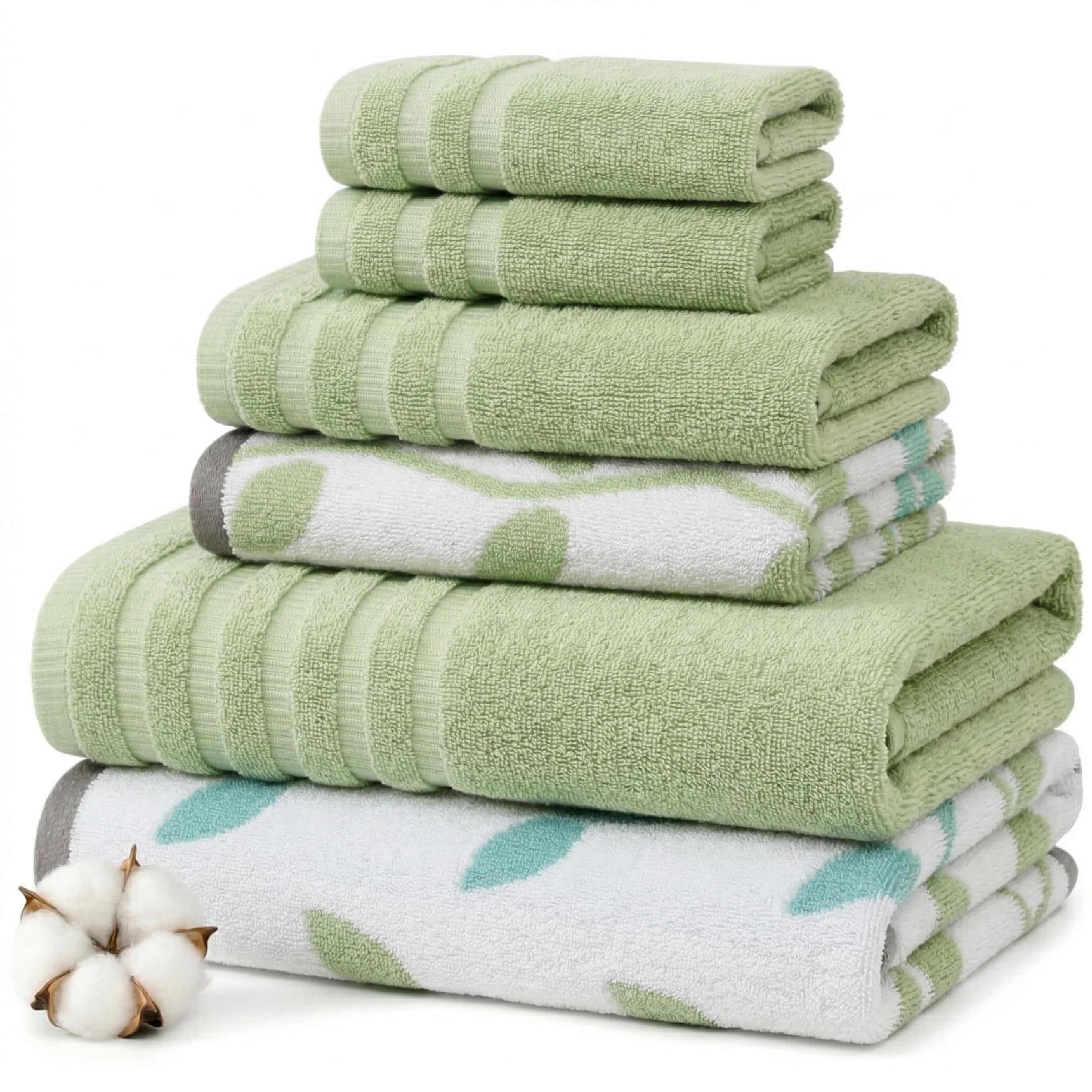 Modern Threads Floral Trail 6-Piece 100% Cotton Towel Set – Reversible Yarn Dyed Jacquard – Includes 2 Bath Towels, 2 Hand Towels, 2 Washcloths – Absorbent, Quick Dry, Soft & Durable – Taupe Brown