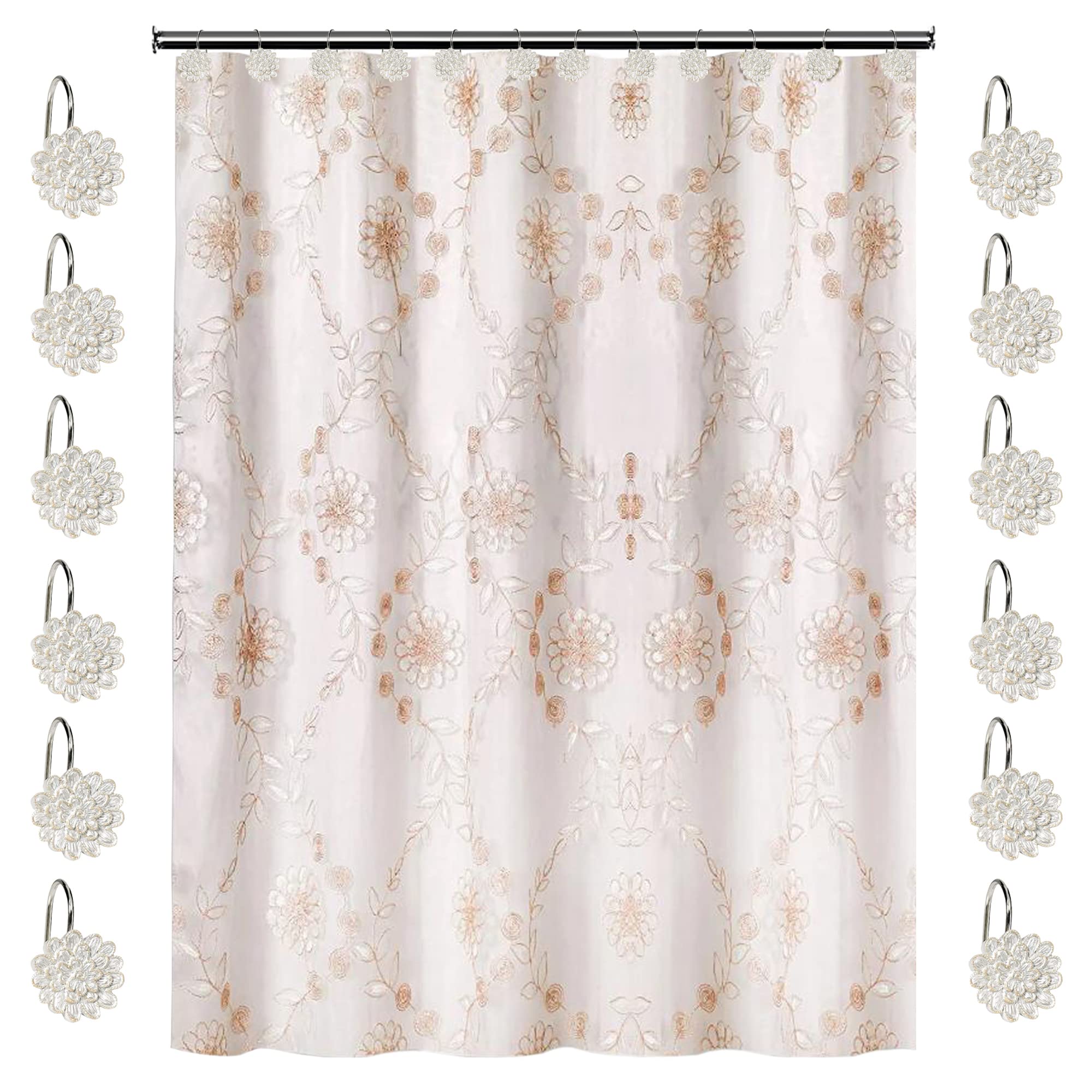 Zahari Home Rose Vine Bathroom Towel Set - 3 Piece Towel Set in Beige - Modern Decor, Unique Design