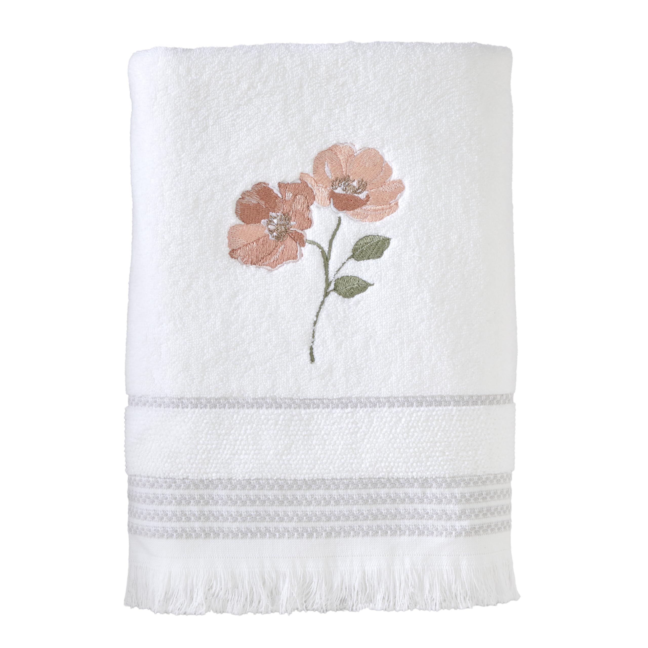 SKL Home Casual Fringe Bath Towel Set, 2-Pack, White