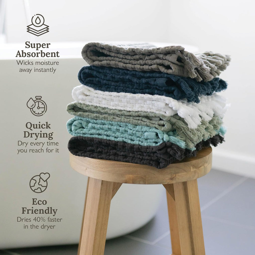 GILDEN TREE Decorative Waffle Hand Towels for Bathroom, 20x35 Large, Quick Drying Fingertip Towel, 2 Pack, Modern Style (Stone)