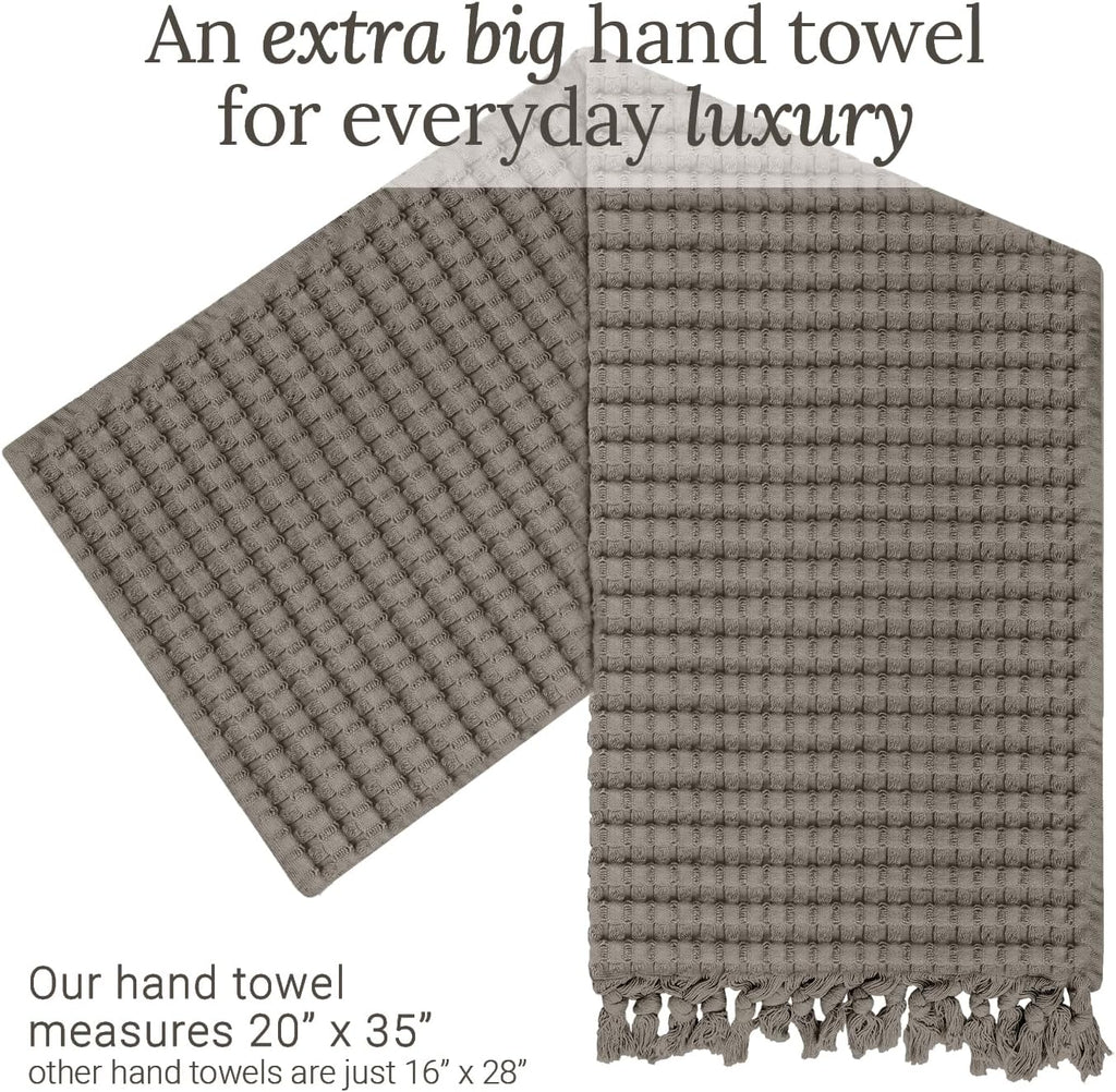 GILDEN TREE Decorative Waffle Hand Towels for Bathroom, 20x35 Large, Quick Drying Fingertip Towel, 2 Pack, Modern Style (Stone)