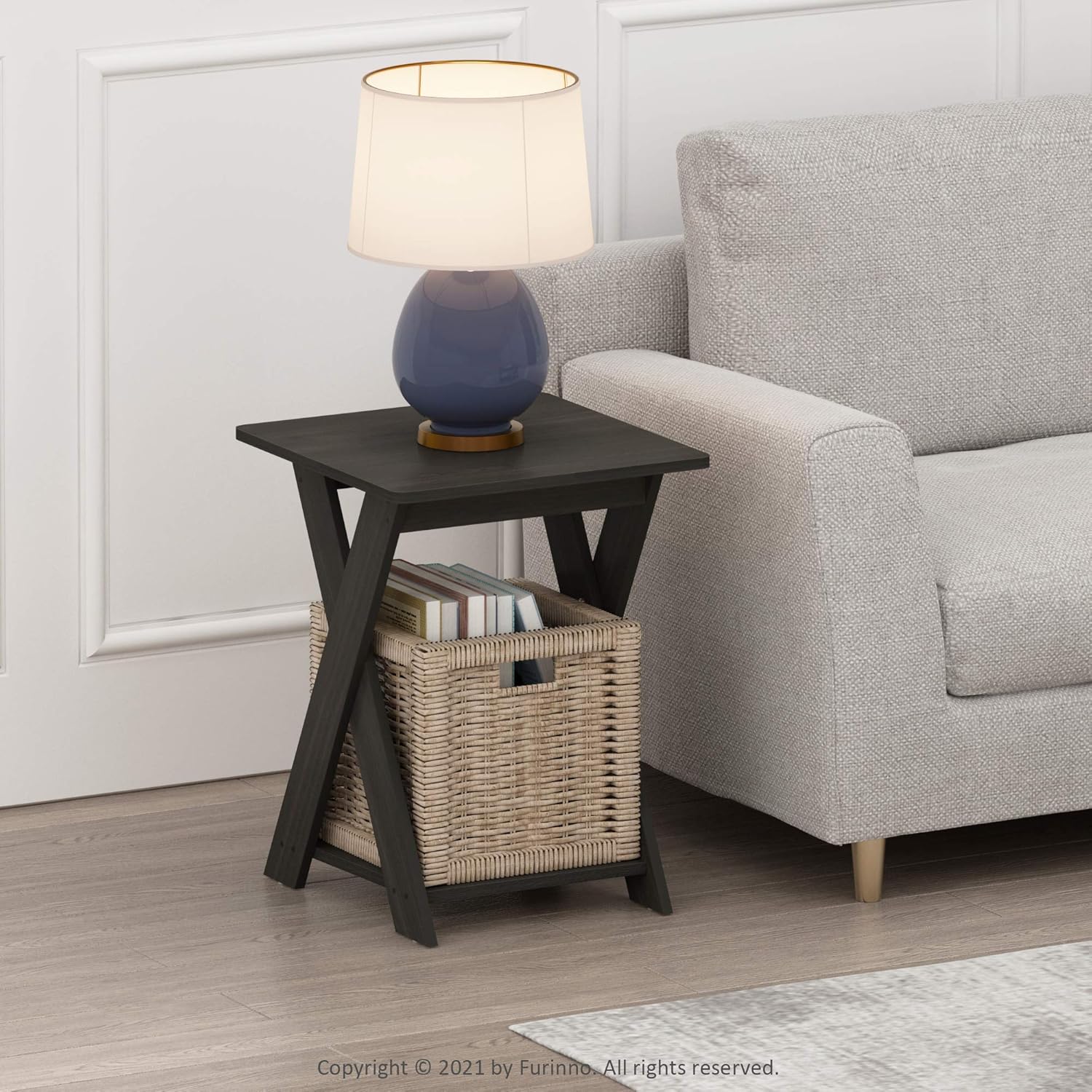 FURINNO Modern Simplistic End Table Set, 2-Pack, Espresso