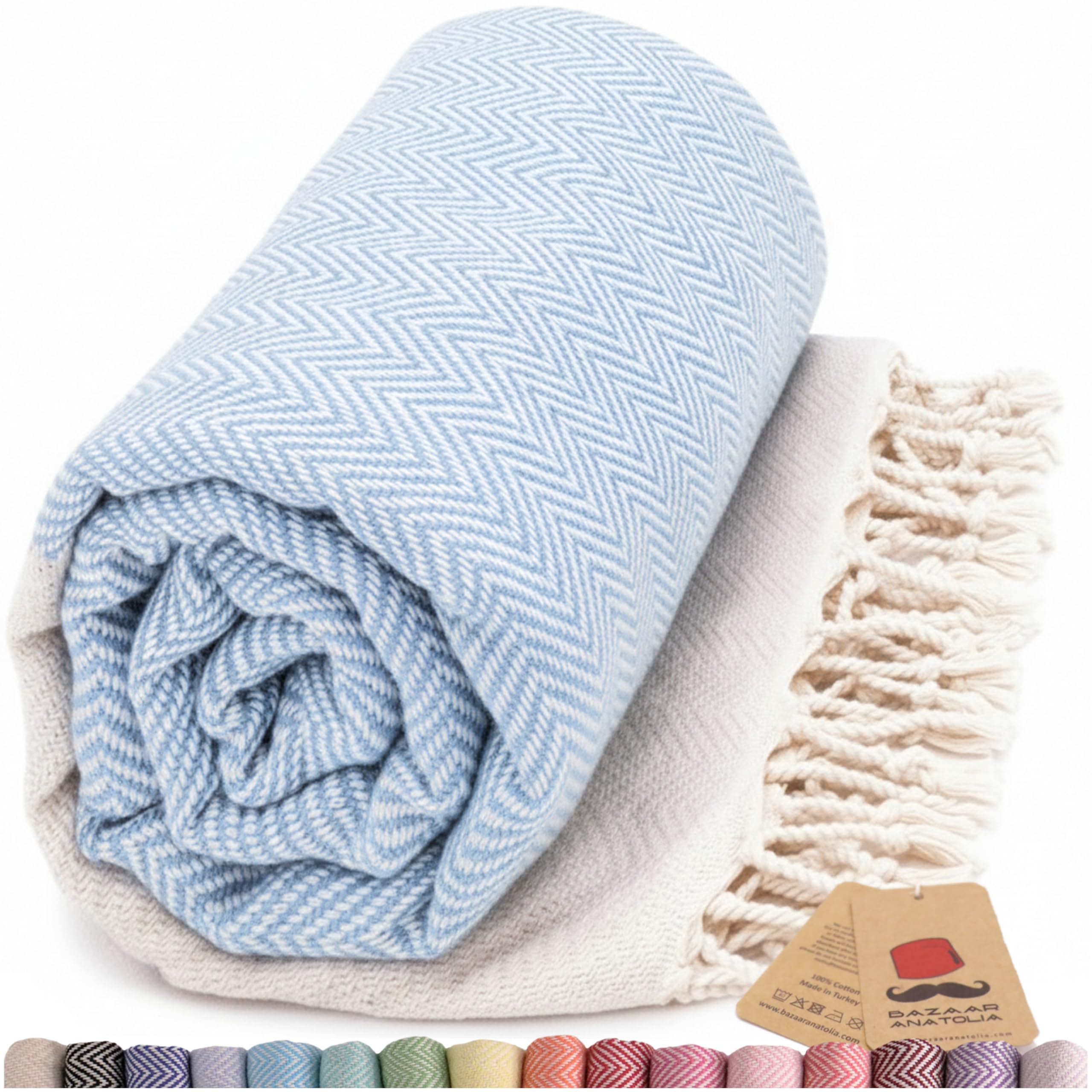 Bazaar Anatolia Turkish Bath Towel – 100% Cotton, Quick Dry Boho Farmhouse Decor, Autumn Throw Blanket for Bathroom – Oversized 71x39 Inches – Arpa Beige