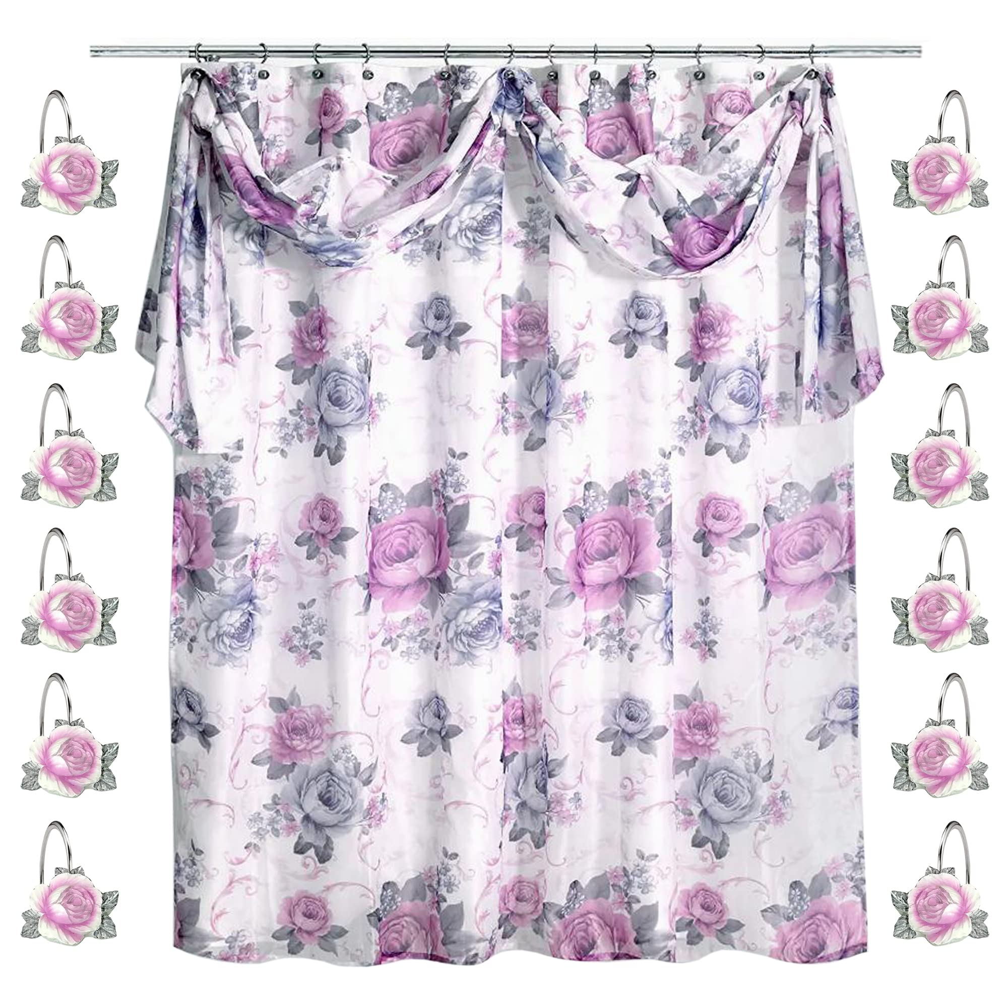 Zahari Home Rose Vine Bathroom Towel Set - 3 Piece Towel Set in Beige - Modern Decor, Unique Design