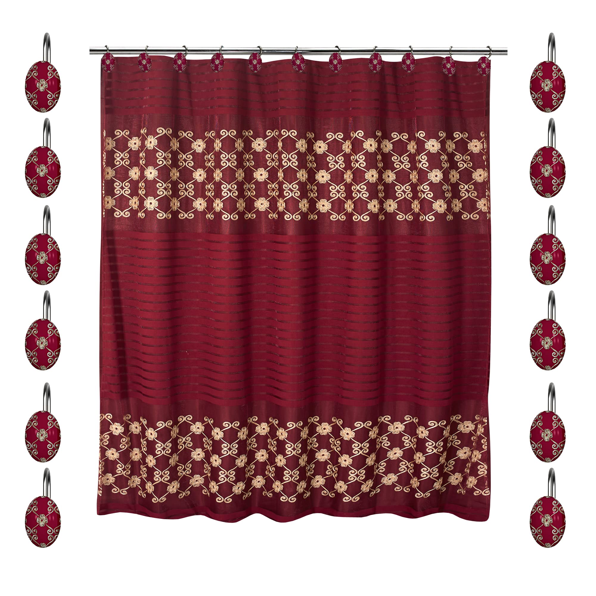 Zahari Home Rose Vine Bathroom Towel Set - 3 Piece Towel Set in Beige - Modern Decor, Unique Design