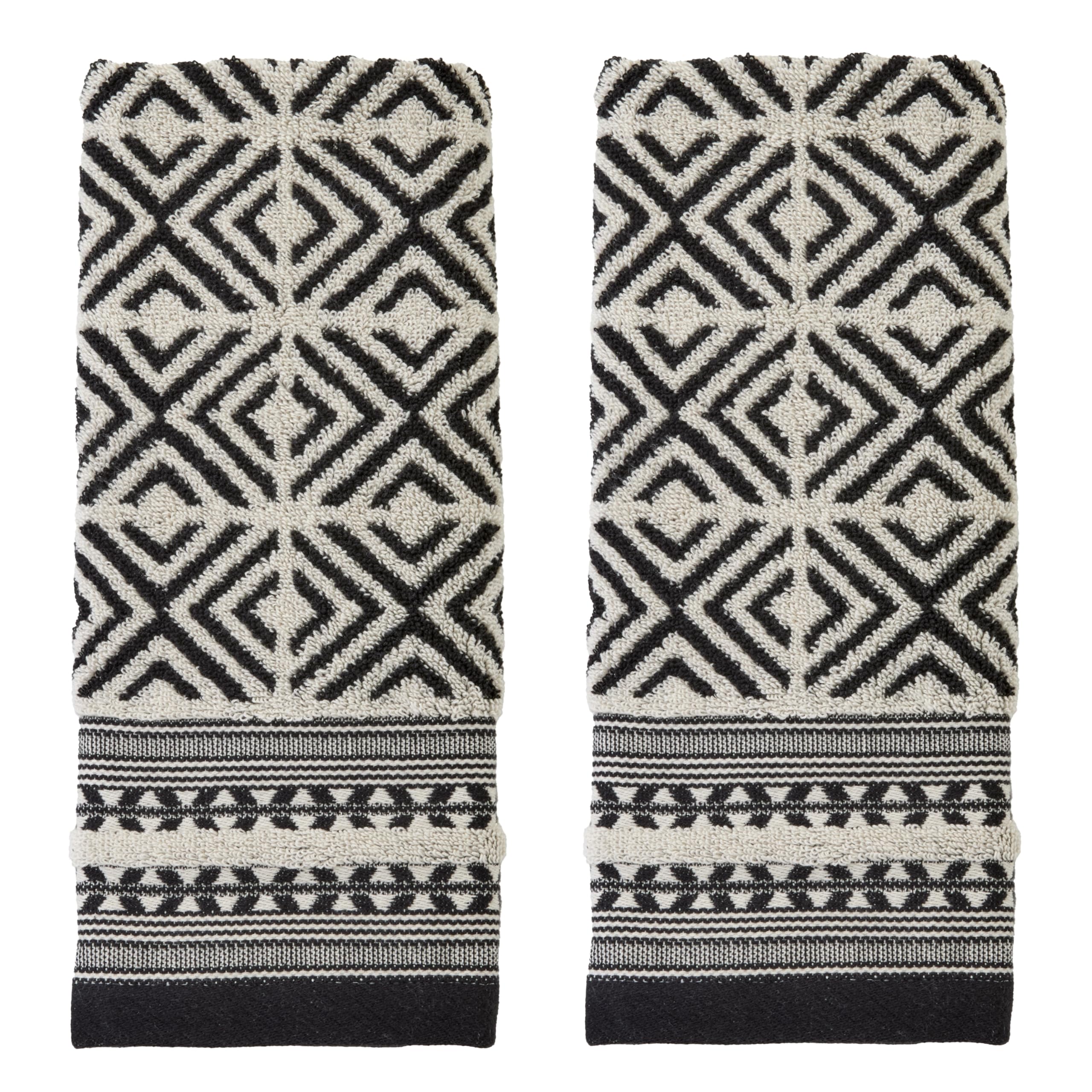 SKL Home Nador Hand Towel, 2-Pack, Black