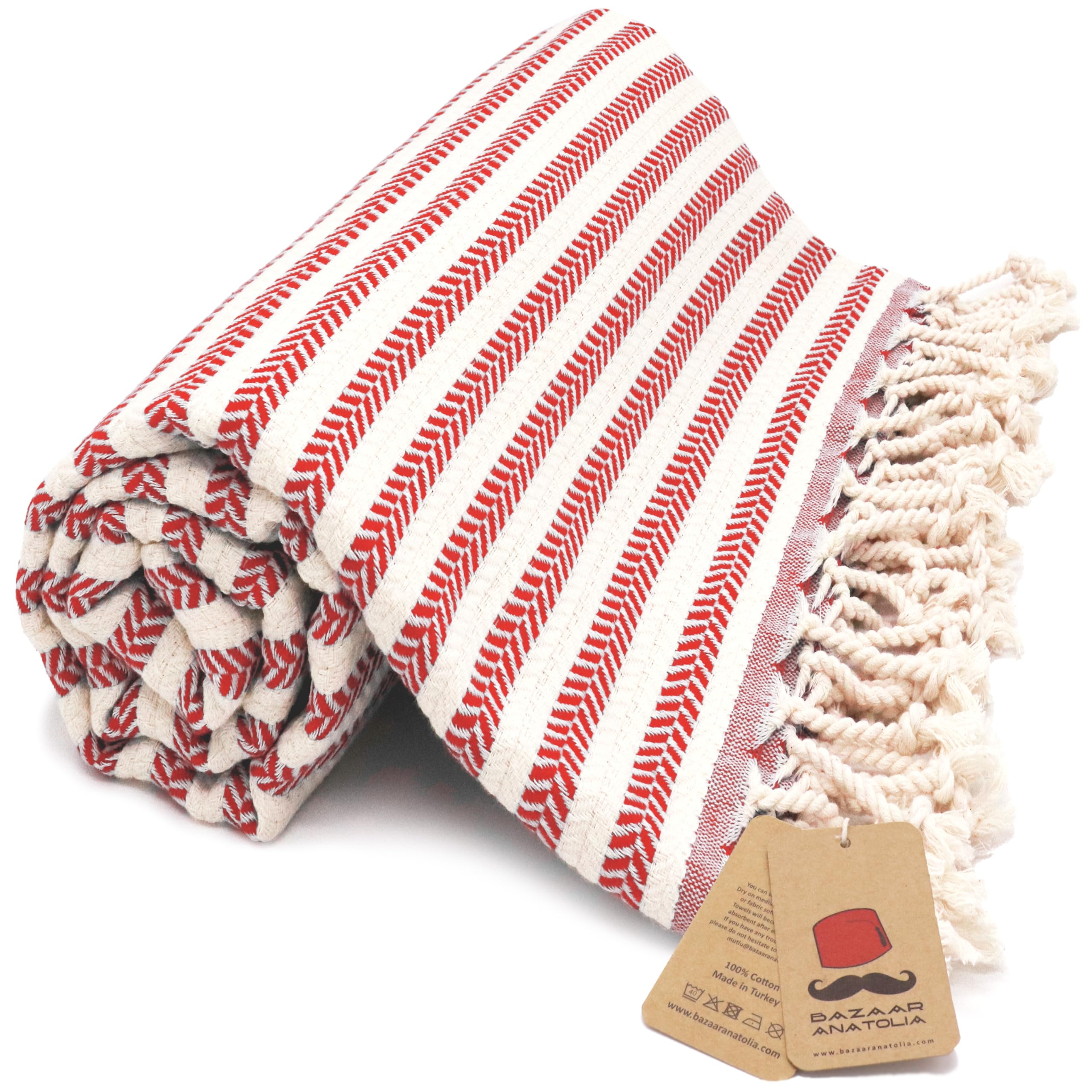 Bazaar Anatolia Turkish Bath Towel – 100% Cotton, Quick Dry Boho Farmhouse Decor, Autumn Throw Blanket for Bathroom – Oversized 71x39 Inches – Arpa Beige